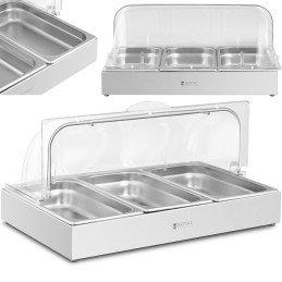 Švediško stalo pusryčių vitrina su apverčiamuoju dangteliu 3x GN 1/3 3x 2,6 l