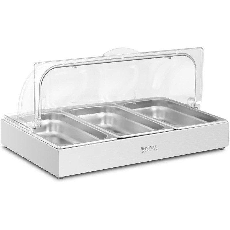 Švediško stalo pusryčių vitrina su apverčiamuoju dangteliu 3x GN 1/3 3x 2,6 l