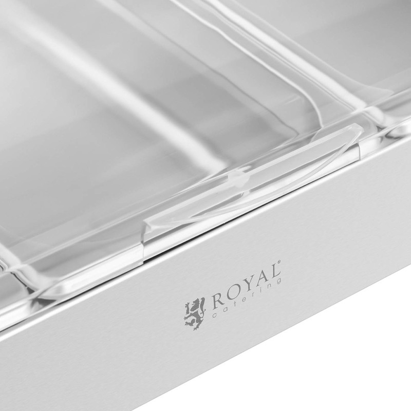 Švediško stalo pusryčių vitrina su apverčiamuoju dangteliu 3x GN 1/3 3x 2,6 l