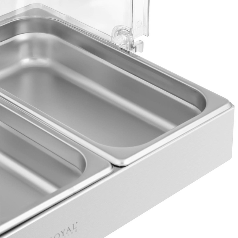 Švediško stalo pusryčių vitrina su apverčiamuoju dangteliu 3x GN 1/3 3x 2,6 l