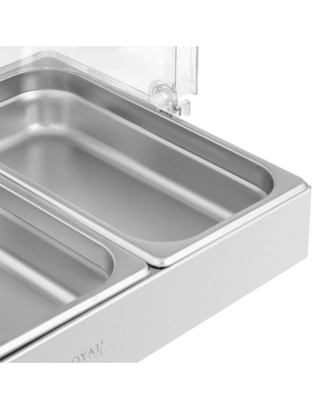 Švediško stalo pusryčių vitrina su apverčiamuoju dangteliu 3x GN 1/3 3x 2,6 l Švediško stalo pusryčių vitrina su apverčiamuoju dangteliu 3x GN 1/3 3x 2,6 l