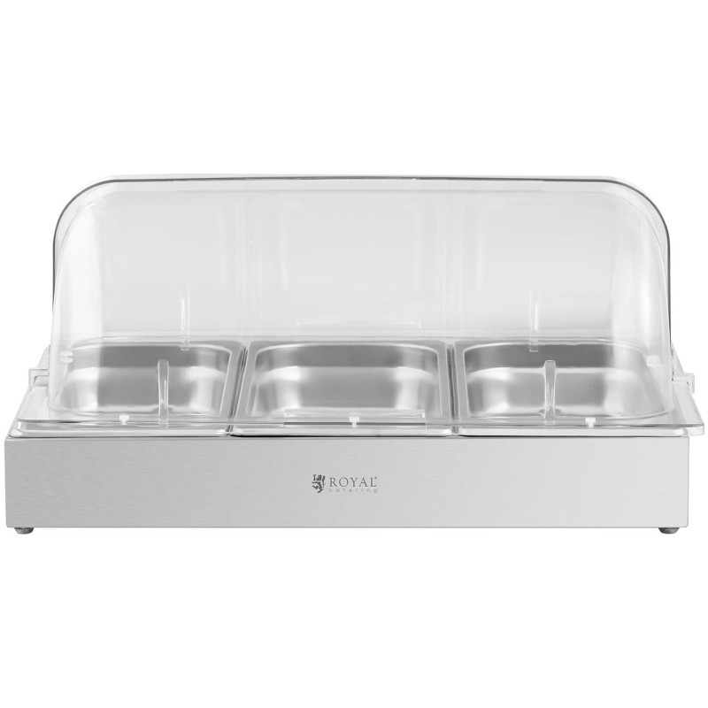 Švediško stalo pusryčių vitrina su apverčiamuoju dangteliu 3x GN 1/3 3x 2,6 l