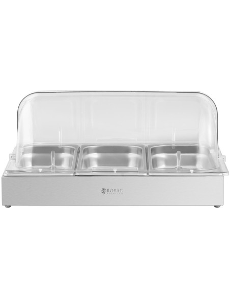 Švediško stalo pusryčių vitrina su apverčiamuoju dangteliu 3x GN 1/3 3x 2,6 l Švediško stalo pusryčių vitrina su apverčiamuoju dangteliu 3x GN 1/3 3x 2,6 l