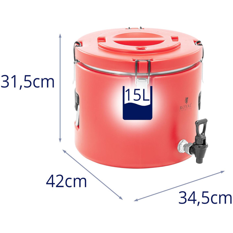 Maitinimo termosas su čiaupu gėrimams gabenti, 15 l