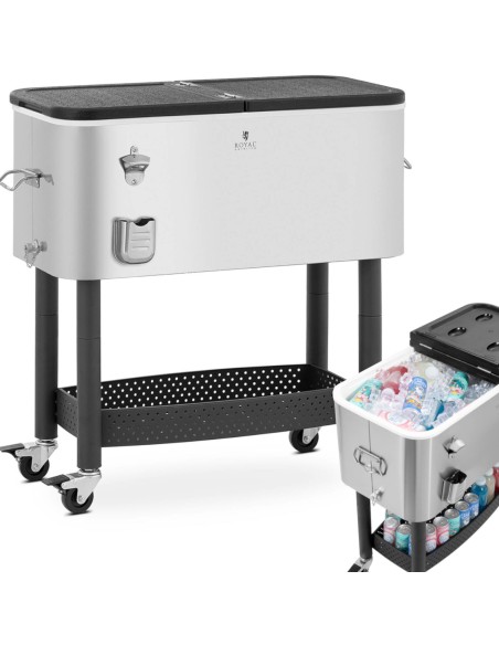 Šaldytuvo konteinerio barmeno vežimėlis ledo gėrimams su lentyna 61 l