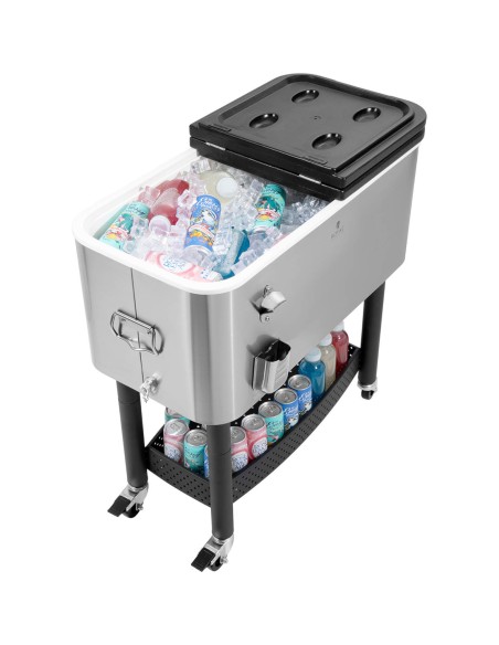 Šaldytuvo konteinerio barmeno vežimėlis ledo gėrimams su lentyna 61 l