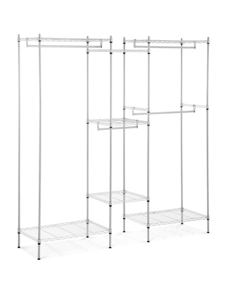 Vielinė kabykla rūbams rūbinei 7 lentynos 4 strypai 189 x 45 x 196 cm iki 210 kg Vielinė kabykla rūbams rūbinei 7 lentynos 4 strypai 189 x 45 x 196 cm iki 210 kg