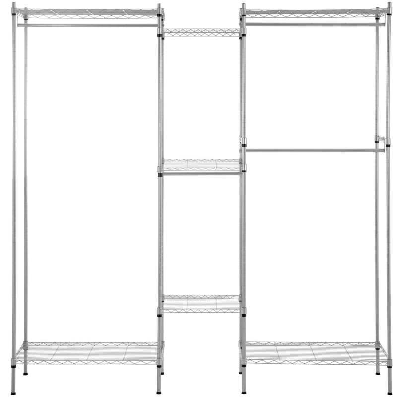 Vielinė kabykla rūbams rūbinei 7 lentynos 4 strypai 189 x 45 x 196 cm iki 210 kg