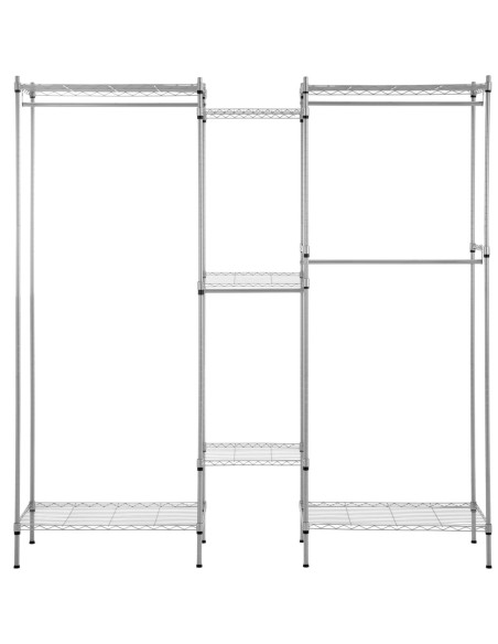 Vielinė kabykla rūbams rūbinei 7 lentynos 4 strypai 189 x 45 x 196 cm iki 210 kg Vielinė kabykla rūbams rūbinei 7 lentynos 4 strypai 189 x 45 x 196 cm iki 210 kg