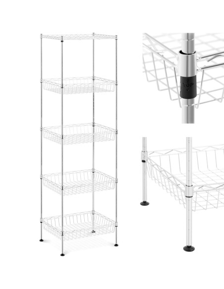 Metalinis stelažas spintai laikyti 5 krepšiai 45 x 35 x 152 cm iki 100 kg Metalinis stelažas spintai laikyti 5 krepšiai 45 x 35 x 152 cm iki 100 kg