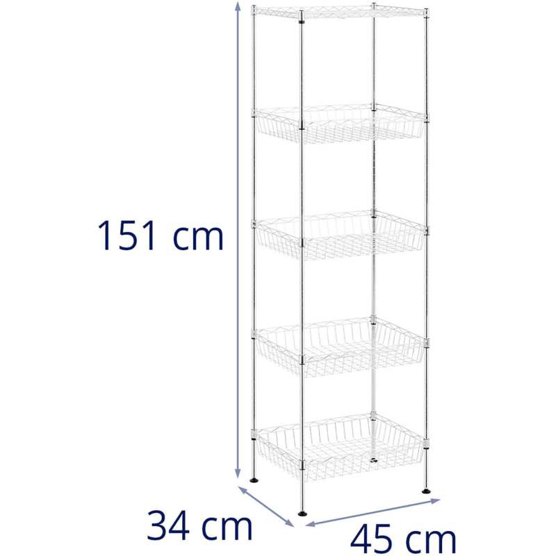 Metalinis stelažas spintai laikyti 5 krepšiai 45 x 35 x 152 cm iki 100 kg
