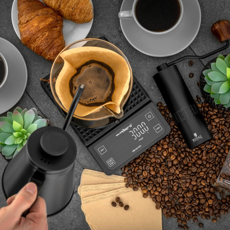 Kavos svarstyklės baristoms LCD 15 x 15 cm 3000g / 0,1g