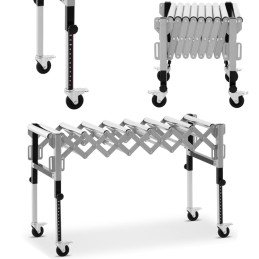 Tiektuvo transportavimo ritininis stalas sulankstomas 9 rulonai iki 130 kg 145 x 59 x 96 cm