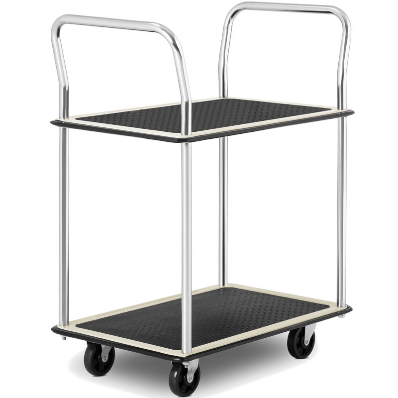 Transportavimo lentynų vežimėlis su rankenomis 2 lentynos iki 120 kg 72 x 43 cm