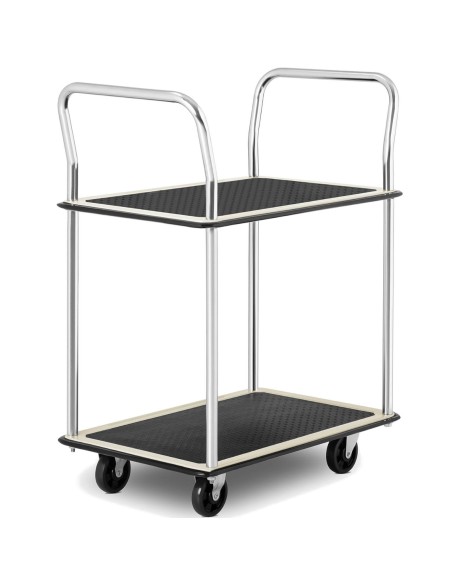 Transportavimo lentynų vežimėlis su rankenomis 2 lentynos iki 120 kg 72 x 43 cm Transportavimo lentynų vežimėlis su rankenomis 2 lentynos iki 120 kg 72 x 43 cm