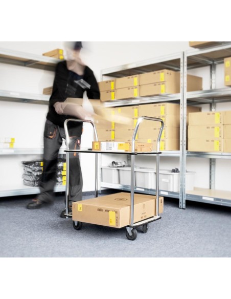 Transportavimo lentynų vežimėlis su rankenomis 2 lentynos iki 120 kg 72 x 43 cm Transportavimo lentynų vežimėlis su rankenomis 2 lentynos iki 120 kg 72 x 43 cm