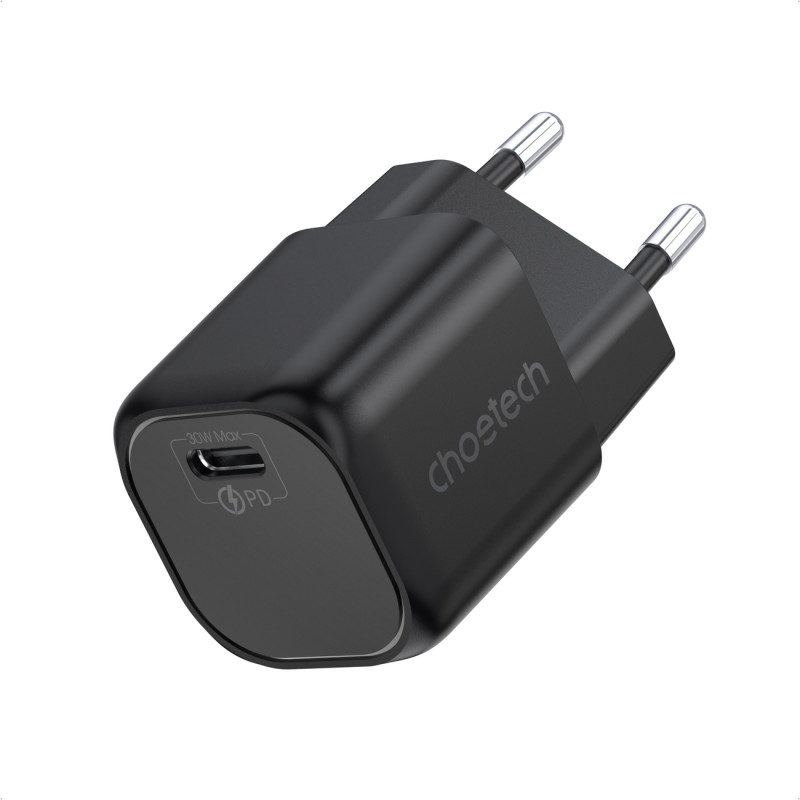Sieninis įkroviklis GaN USB Type C PD 30W juodas