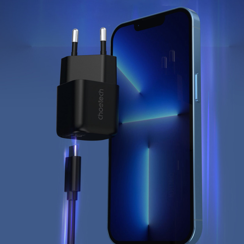 Sieninis įkroviklis GaN USB Type C PD 30W juodas