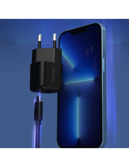Sieninis įkroviklis GaN USB Type C PD 30W juodas Sieninis įkroviklis GaN USB Type C PD 30W juodas