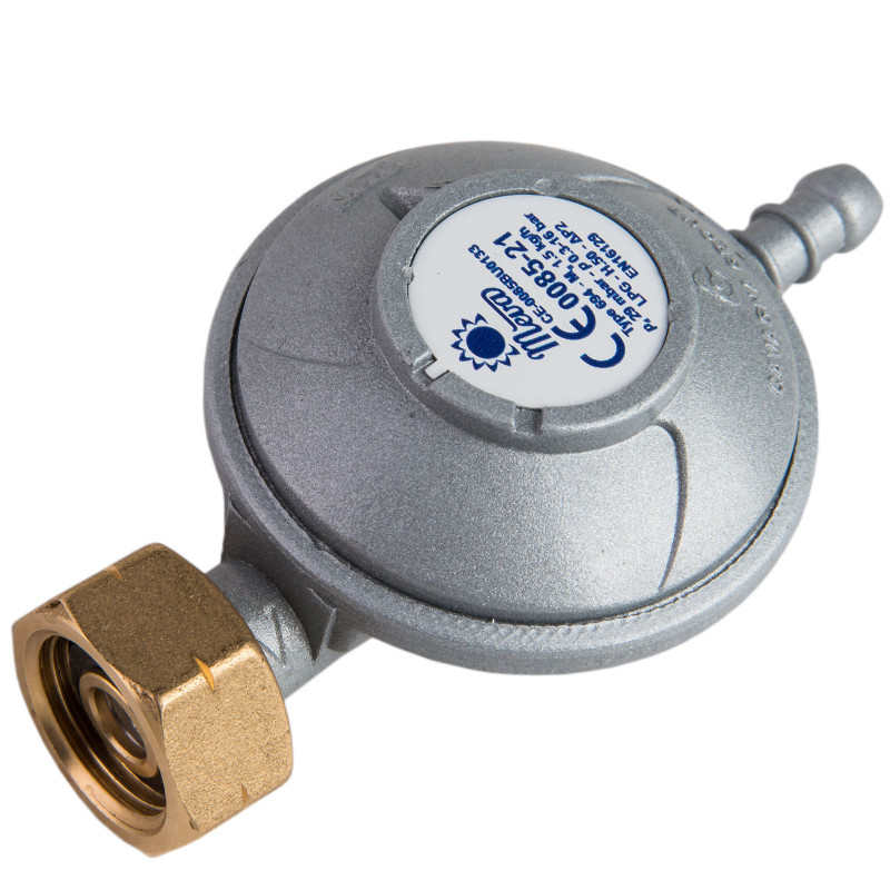 Dujų slėgio reduktorius LPG dujų balionui 29mbar 1,5kg/h 21,8l