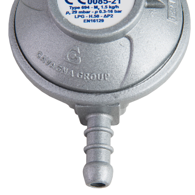 Dujų slėgio reduktorius LPG dujų balionui 29mbar 1,5kg/h 21,8l