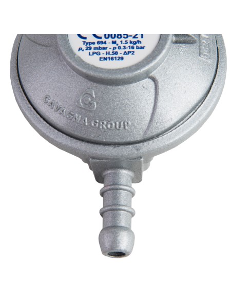 Dujų slėgio reduktorius LPG dujų balionui 29mbar 1,5kg/h 21,8l Dujų slėgio reduktorius LPG dujų balionui 29mbar 1,5kg/h 21,8l