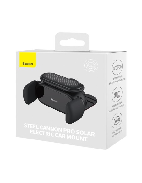 Saulės įkroviklis + automatinis kabinos automobilio laikiklis Steel Cannon Pro juodas Saulės įkroviklis + automatinis kabinos automobilio laikiklis Steel Cannon Pro juodas