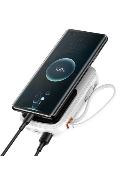Maitinimo bankas su greitu įkrovimu 20000mAh 22,5W QC-PD-SCP-FCP USB-C kabelis baltas Maitinimo bankas su greitu įkrovimu 20000mAh 22,5W QC-PD-SCP-FCP USB-C kabelis baltas