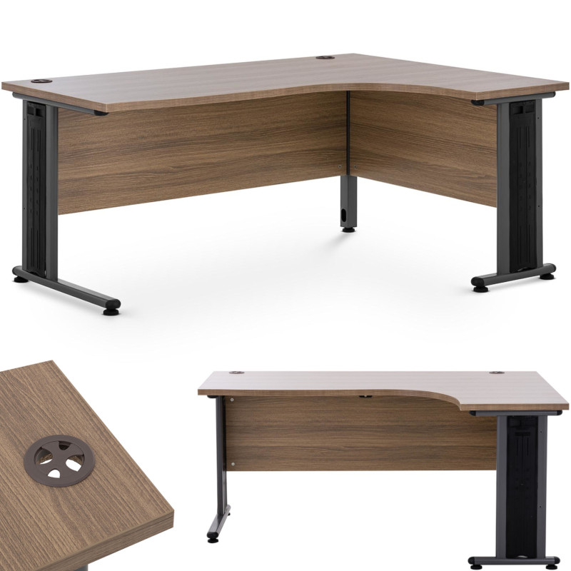 Kampinis kompiuterio stalas ant metalinio rėmo 160 x 120 cm rudas