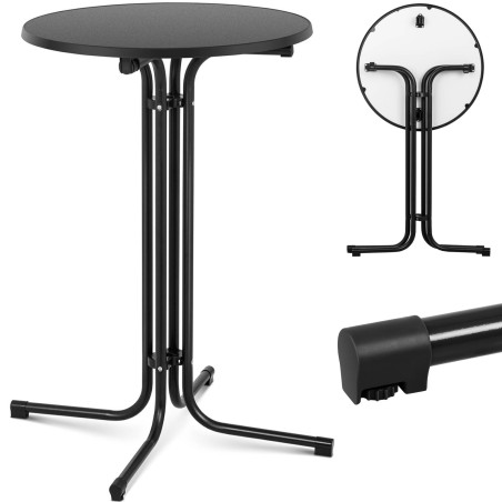 Baro stalas apvalus aukštas sulankstomas stalas, sk. 70 cm aukščio 110 cm juodos spalvos Baro stalas apvalus aukštas sulankstomas stalas, sk. 70 cm aukščio 110 cm juodos spalvos