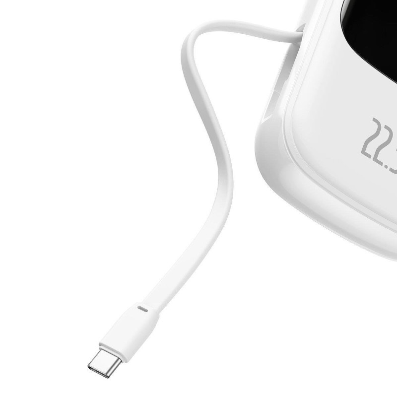 Maitinimo bankas su greitu įkrovimu 20000mAh 22,5W QC-PD-SCP-FCP USB-C kabelis baltas