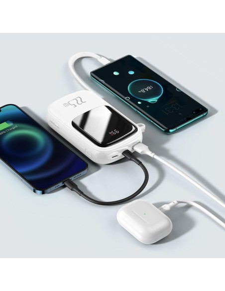 Maitinimo bankas su greitu įkrovimu 20000mAh 22,5W QC-PD-SCP-FCP USB-C kabelis baltas Maitinimo bankas su greitu įkrovimu 20000mAh 22,5W QC-PD-SCP-FCP USB-C kabelis baltas