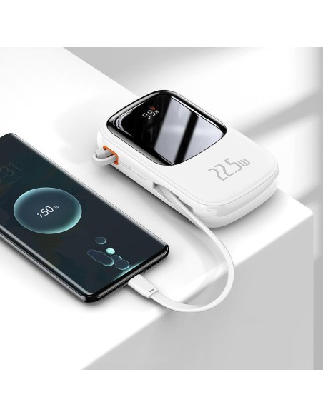 Maitinimo bankas su greitu įkrovimu 20000mAh 22,5W QC-PD-SCP-FCP USB-C kabelis baltas Maitinimo bankas su greitu įkrovimu 20000mAh 22,5W QC-PD-SCP-FCP USB-C kabelis baltas
