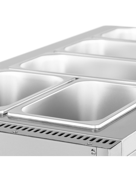 Bain marie dujinis vandens šildytuvas 0,02 bar 3300 W 3x GN 1/3 2x GN 1/4 Bain marie dujinis vandens šildytuvas 0,02 bar 3300 W 3x GN 1/3 2x GN 1/4