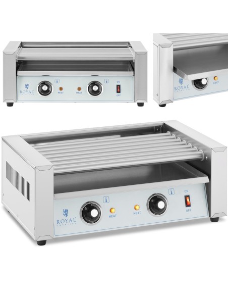Ritininis grilio šildytuvas dešrainiams - 7 ritinėliai 700 W Ritininis grilio šildytuvas dešrainiams - 7 ritinėliai 700 W