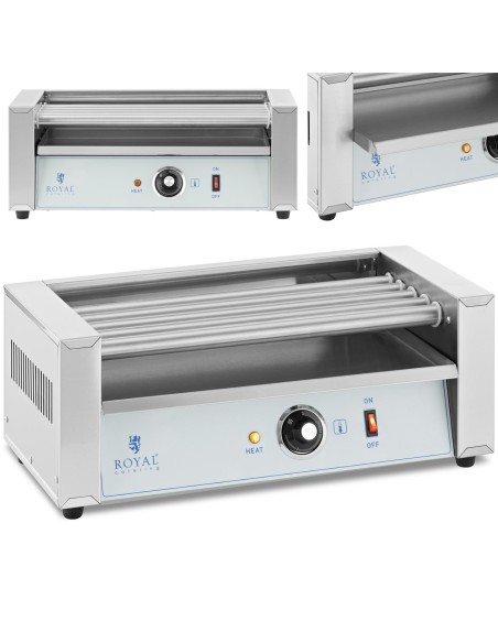 Ritininis grilio šildytuvas dešrainiams - 5 ritinėliai 500 W Ritininis grilio šildytuvas dešrainiams - 5 ritinėliai 500 W