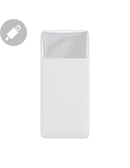Bipow maitinimo blokas su ekranu 30000mAh USB-A microUSB laidas 0,25m baltas