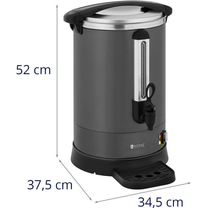 Arbatos kavos virimo aparatas su čiaupu ir nuvarvėjimo padėklu 14 L 1400 W pilka