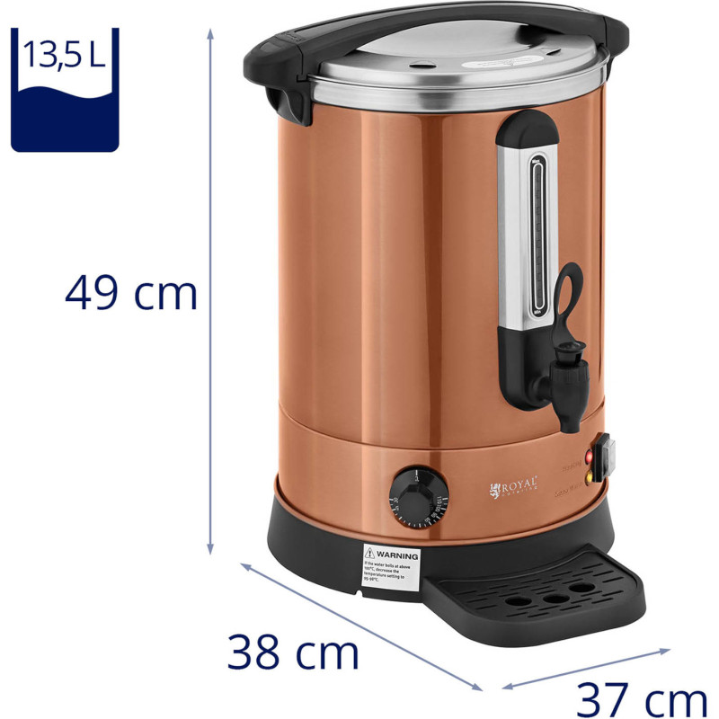 Varnik vandens šildytuvas su dvigubomis sienelėmis ir kanalizacija 13,5 L 2500 W oranžinė