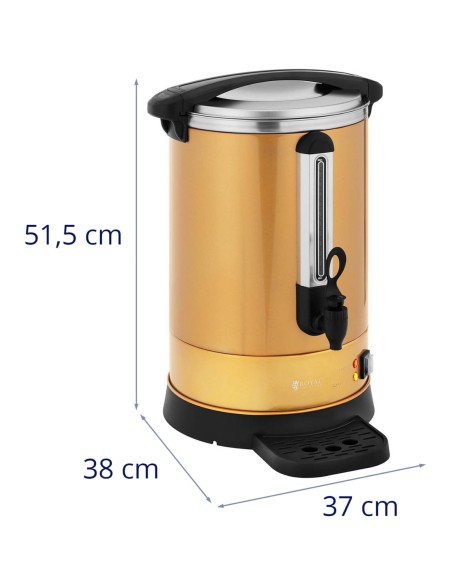 Arbatos kavos virimo aparatas su čiaupu ir lašintuvu 14 l 1500 W aukso Arbatos kavos virimo aparatas su čiaupu ir lašintuvu 14 l 1500 W aukso