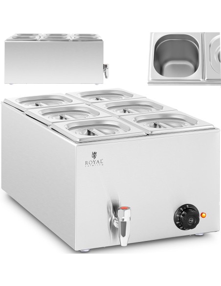 Bain marie maisto šildytuvas šildymo bufetas 6 x GN 1/6 600 W Bain marie maisto šildytuvas šildymo bufetas 6 x GN 1/6 600 W