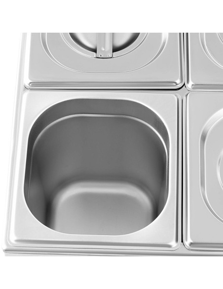 Bain marie maisto šildytuvas šildymo bufetas 6 x GN 1/6 600 W Bain marie maisto šildytuvas šildymo bufetas 6 x GN 1/6 600 W
