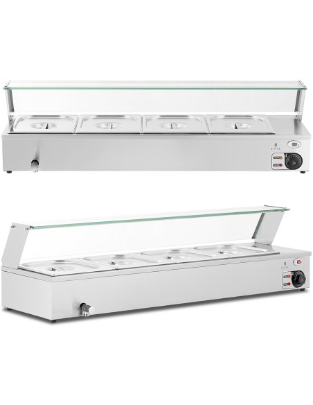 Bain marie maisto šildytuvas šildymo bufetas su dangteliu 4 x GN 1/2 2000 W Bain marie maisto šildytuvas šildymo bufetas su dangteliu 4 x GN 1/2 2000 W