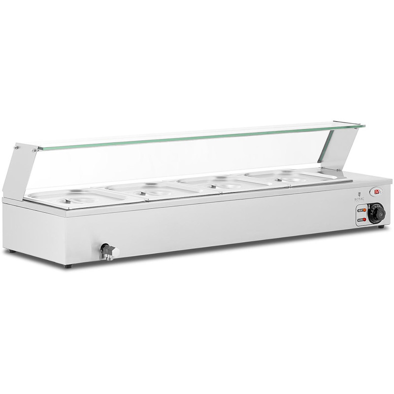 Bain marie maisto šildytuvas šildymo bufetas su dangteliu 4 x GN 1/2 2000 W