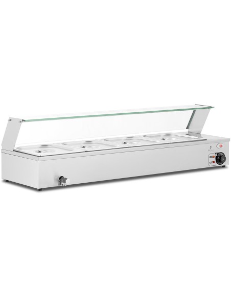 Bain marie maisto šildytuvas šildymo bufetas su dangteliu 4 x GN 1/2 2000 W Bain marie maisto šildytuvas šildymo bufetas su dangteliu 4 x GN 1/2 2000 W