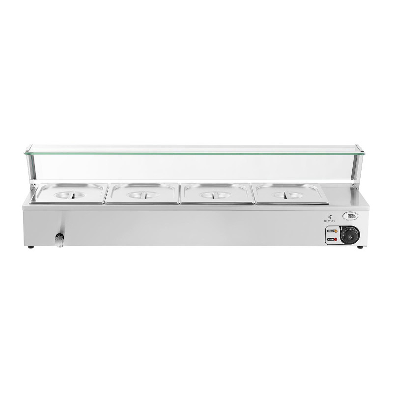 Bain marie maisto šildytuvas šildymo bufetas su dangteliu 4 x GN 1/2 2000 W