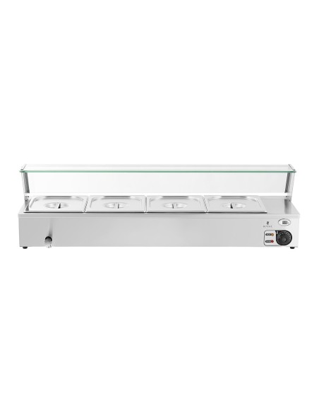 Bain marie maisto šildytuvas šildymo bufetas su dangteliu 4 x GN 1/2 2000 W Bain marie maisto šildytuvas šildymo bufetas su dangteliu 4 x GN 1/2 2000 W
