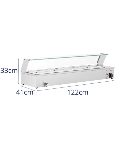 Bain marie maisto šildytuvas šildymo bufetas su dangteliu 4 x GN 1/2 2000 W Bain marie maisto šildytuvas šildymo bufetas su dangteliu 4 x GN 1/2 2000 W