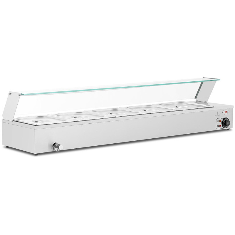 Bain marie maisto šildytuvas šildymo bufetas su dangteliu 5 x GN 1/2 2000 W