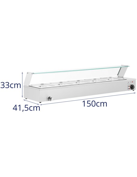 Bain marie maisto šildytuvas šildymo bufetas su dangteliu 5 x GN 1/2 2000 W Bain marie maisto šildytuvas šildymo bufetas su dangteliu 5 x GN 1/2 2000 W